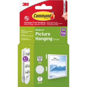3M Command Strips White Medium 4 Sets