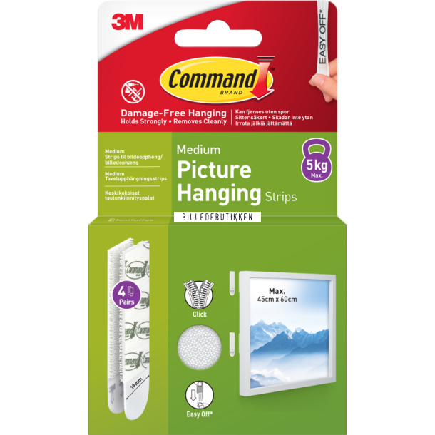 3M Command Strips White Medium 4 Sets