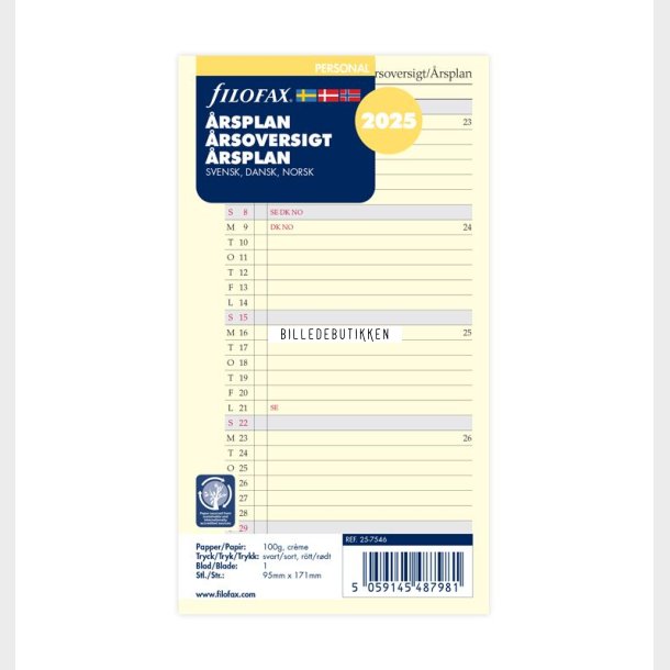 Filofax rsoversigt Personal 2025