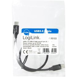 LogiLink USB-C - USB-C Sort 0,3m