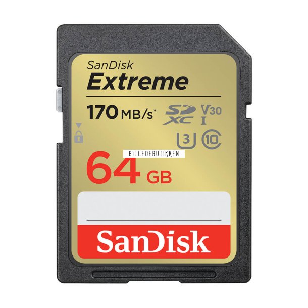 Sandisk SDXC Extreme 64GB 170MB/s UHS-I C10 V30 U3