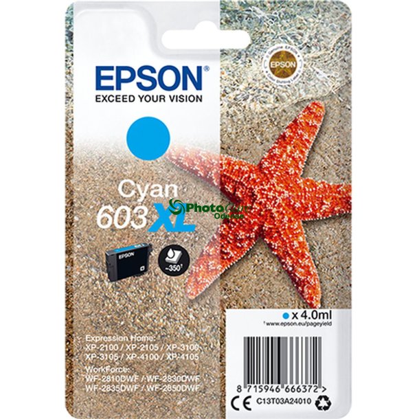 EPSON Cyan Inkjet Cartridge No.603XL