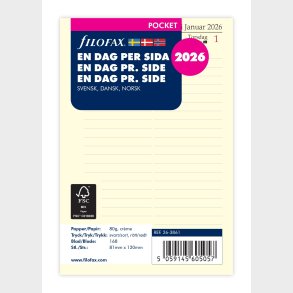 Filofax Refill Pocket 2026 Dag Per Siden
