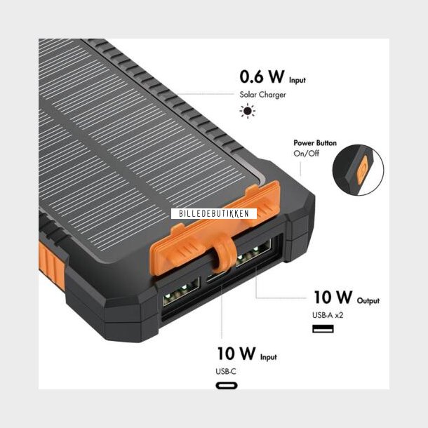 LogiLink SOLCELLE Powerbank 8000MAH ORANGE/SORT