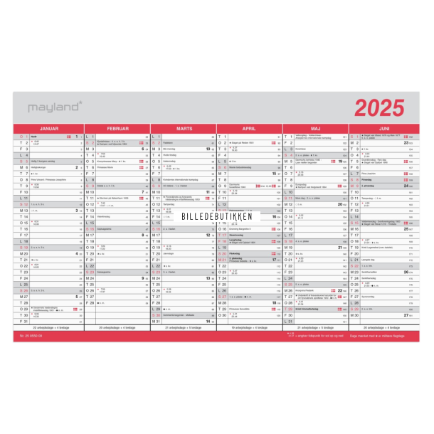 Mayland Kontorkalender Stor m/flagdage 2025