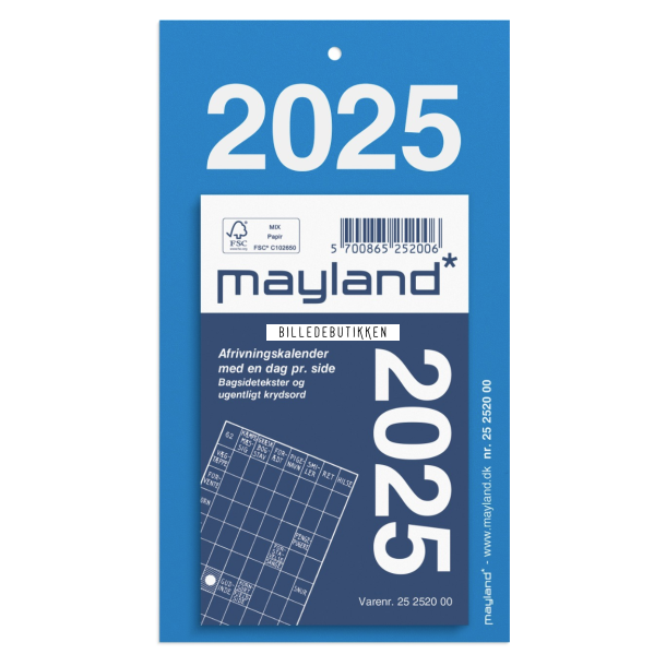 Mayland Afrivningskalender m/bagsidetekst 2025