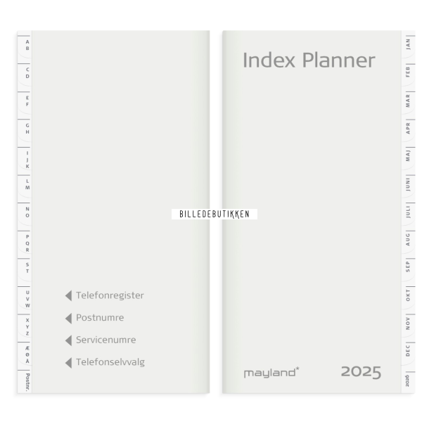 Mayland Index Planner mnedskalender REFILL + tlf.reg. 2025