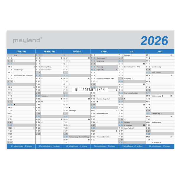 Mayland Kontorkalender Klassisk A5 2026 FSC Mix