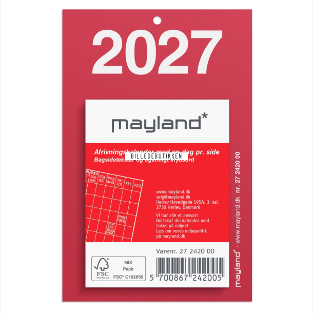 Mayland Lille afrivningskalender m/bagsidetekst 2027 FSC Mix