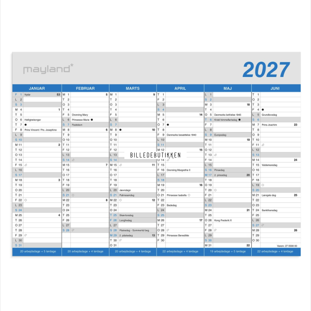 Mayland Kontorkalender Klassisk A4 2027 FSC Mix